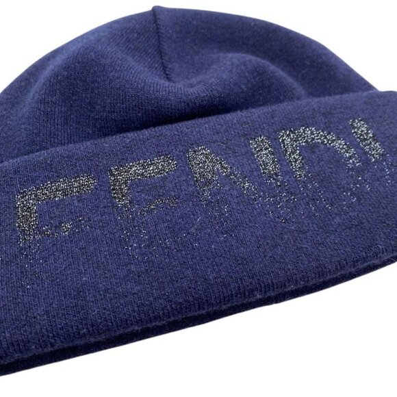 Fendi Knit Cap Fxq334 Arhd S M Lame Logo Navy main image 6